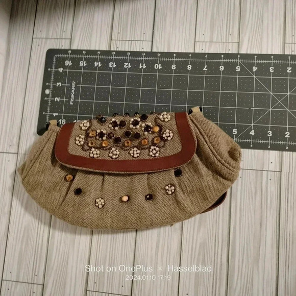 Chan Luu Tan Canvas Embellished Snap Closure Handbag - Picture 5 of 7